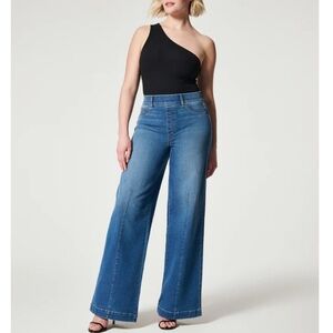 Spanx seamed front wide leg jeans NWT size XL pull on